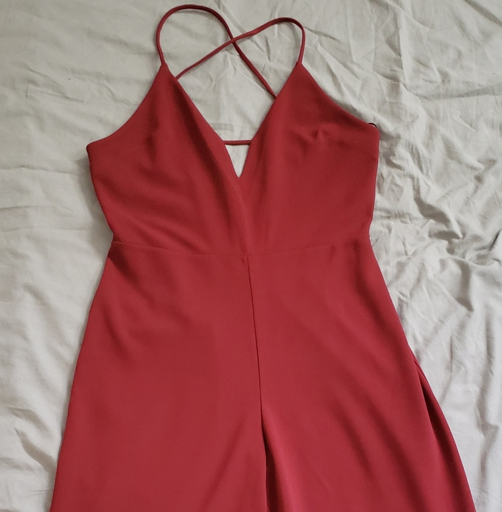 Burgundy Jumpsuit dress.